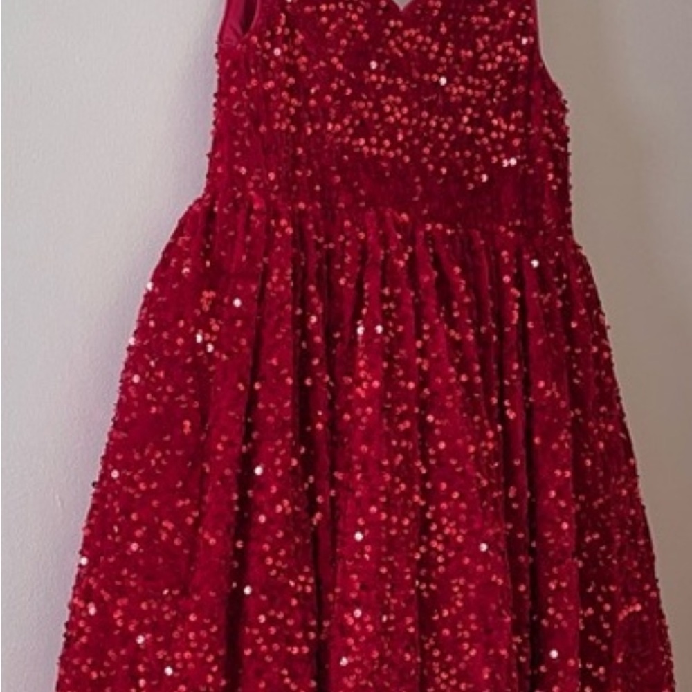 Girl’s Formal Full Length Red Maroon 
Sequin Dress